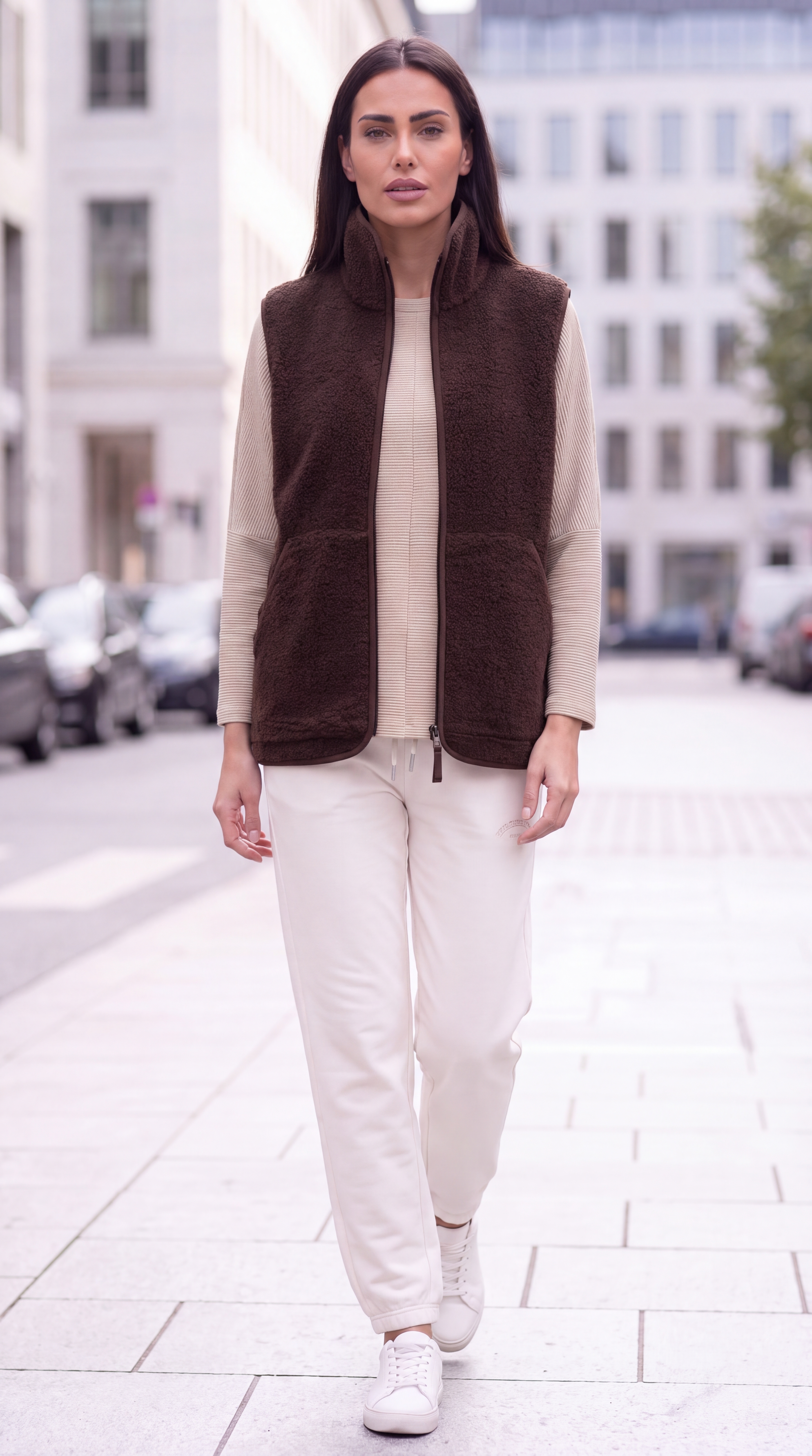 Dámska plyšová vesta BROADWAY NYC FASHION CHOCOLATE PLUM s.WEAR 2